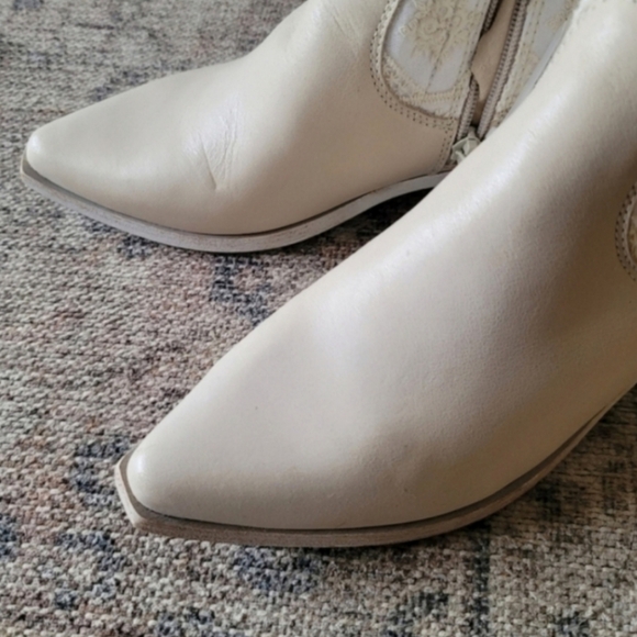 NEW free people bren textile slouch boot ivory off white knee high embroidered - Picture 4 of 8